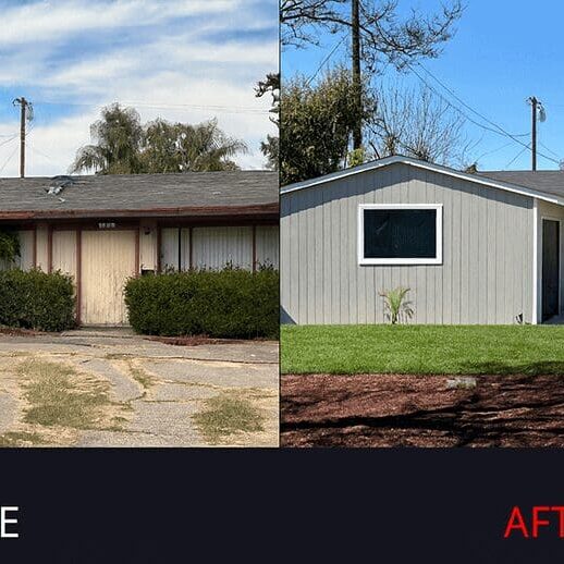 House renovation before and after comparison.